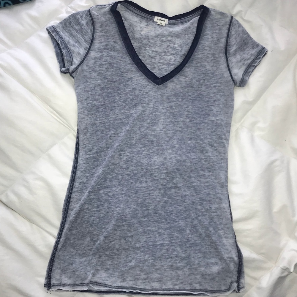 garage blue v neck shirt